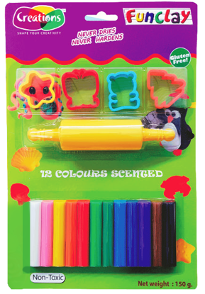 Picture of Creations Funclay 150 Grams 12 Colours 4 Small Moulds