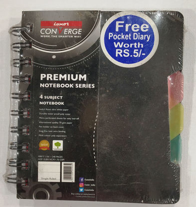 Picture of Laxor Converge Spiral 4 Subject Ruled Notebook - 10.8 X 14 cm - 240 Pages