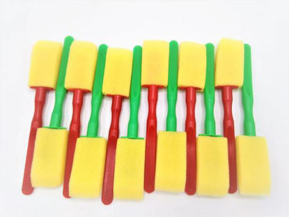 Picture of Yellow Sponge Paint Brush with Plastic Handle for Children - 12 Pcs